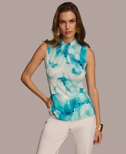 Donna Karan Women's Printed Mock Neck Tank