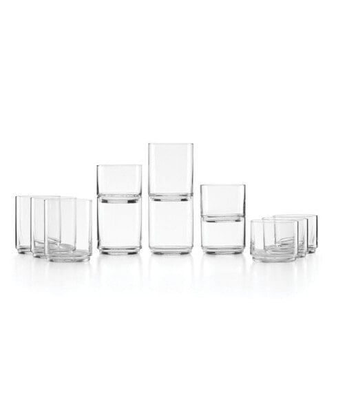 Tuscany Classics Stackable Tall and Short Glasses Set, 12 Piece
