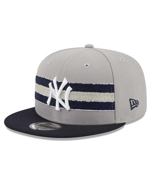 Бейсболка снепбек New Era мужская серого цвета, с лентой New York Yankees 9FIFTY