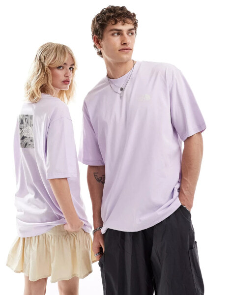 The North Face Geolines Redbox backprint oversized t-shirt in lilac exclusive to ASOS