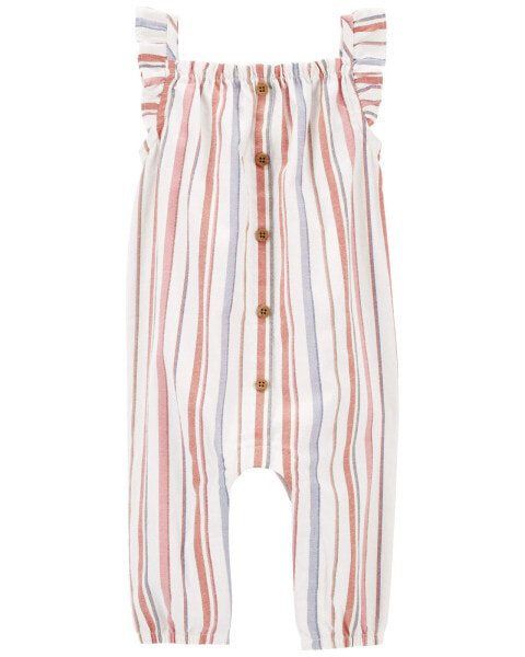 Baby Striped Cotton Jumpsuit NB