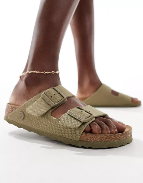 Birkenstock Arizona vegan sandals in khaki canvas