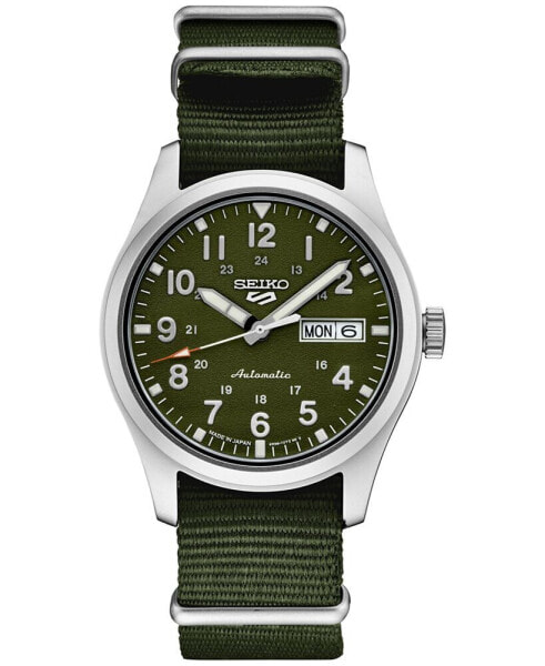 Men's Automatic 5 Sports Green Nylon Strap Watch 43mm