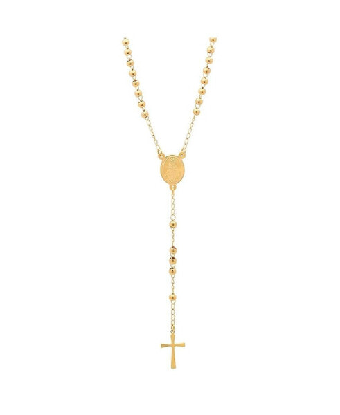Ladies 18K Micron Gold Plated Stainless Steel Prayer Beaded Rosary