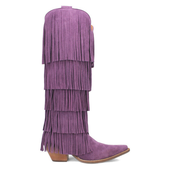 Dingo Wild Child Fringe Snip Toe Cowboy Womens Purple Casual Boots DI276-500