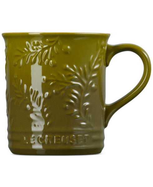 Stoneware Mug with Embossed Olive Branch, 14 oz