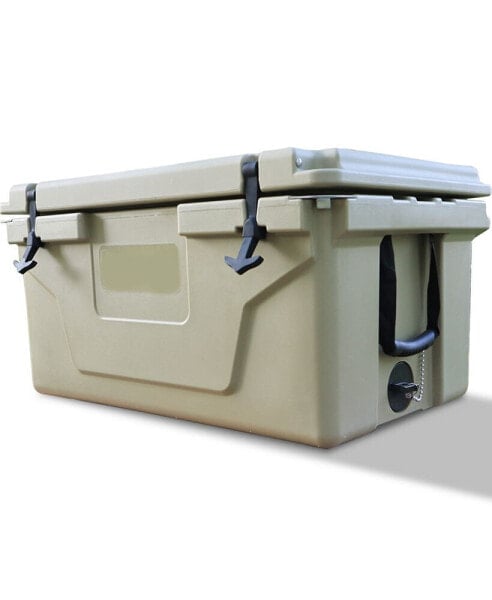 Khaki Color Ice Cooler Box 65Qt Camping Ice Chest Beer Box Outdoor Fishing Cooler