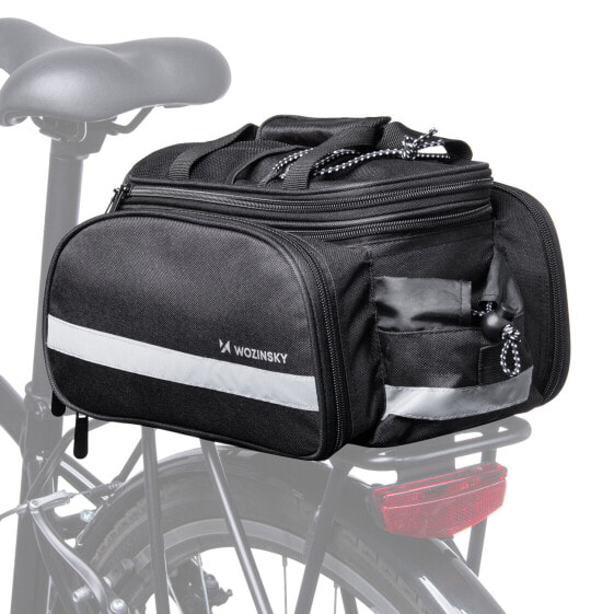 Велосипедная сумка на багажник с карманами и плечевым ремнем 27L черная Wozinsky WBB36BK