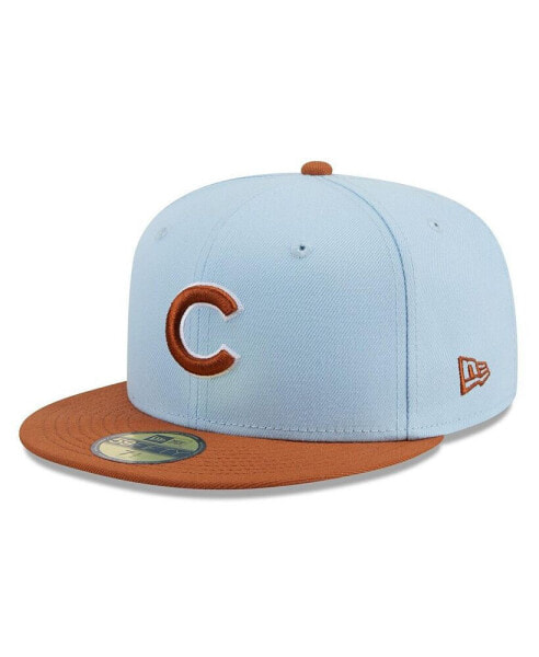 Men's Light Blue/Brown Chicago Cubs Spring Color Basic Two-Tone 59Fifty Fitted Hat