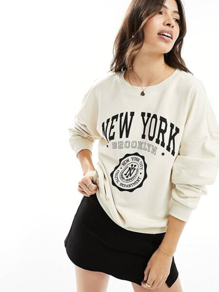 ONLY new york slogan sweatshirt in stone