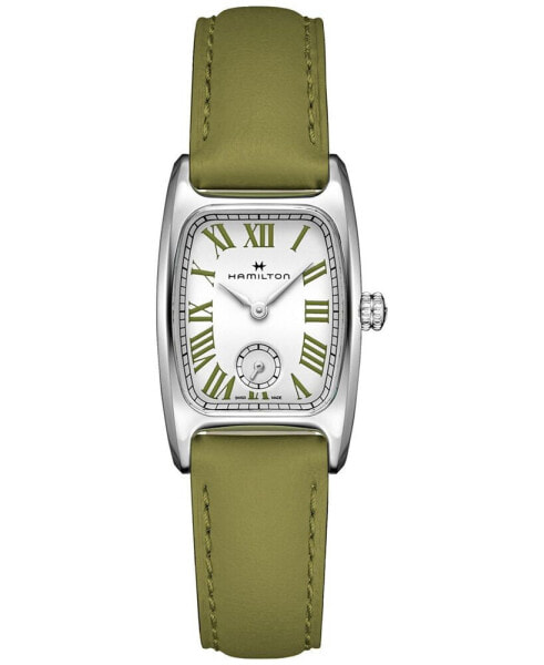 Women's Swiss American Classic Small Second Green Leather Strap Watch 24x27mm