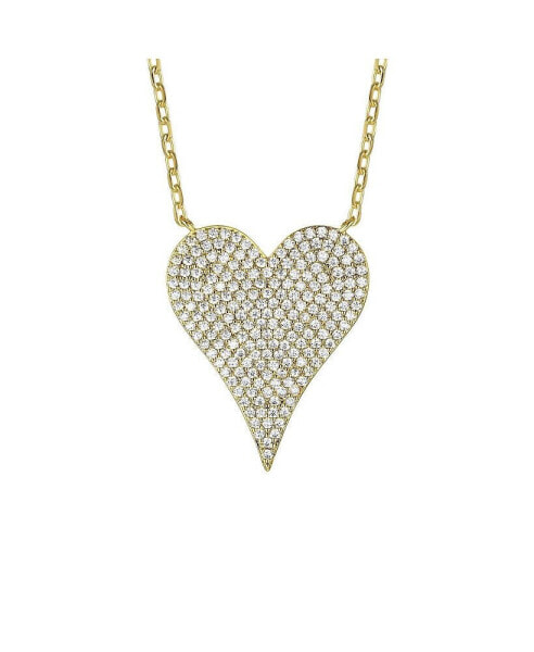 Sterling Silver with Pave Cubic Zirconia Heart Layering Necklace