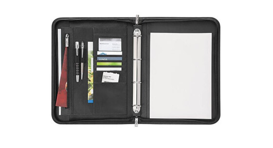 WEDO 58 6001, Leather, Black, A4, 2 pockets, Business Card, Paper, 275 mm