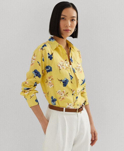 Petite Linen Floral Shirt