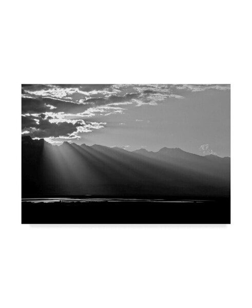 American School Clouds Rays in Black and White Canvas Art - 37" x 49"