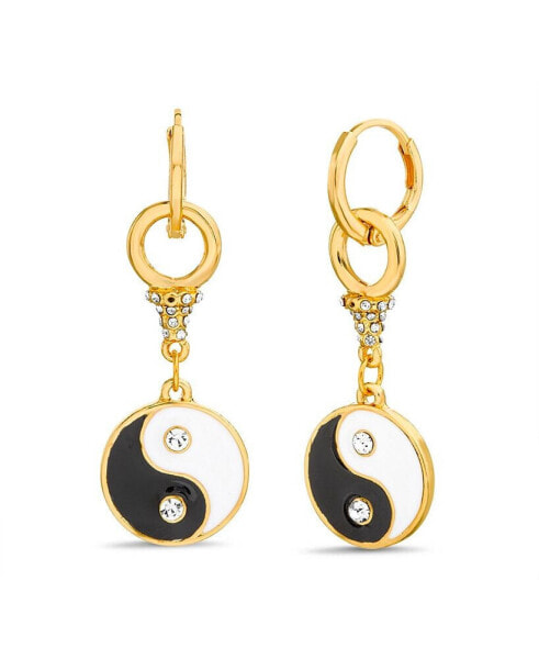 Huggie Earring with Yin Yang Dangle Charm