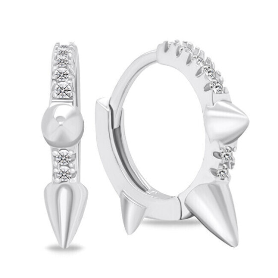 Original silver hoop earrings with spikes EA685W