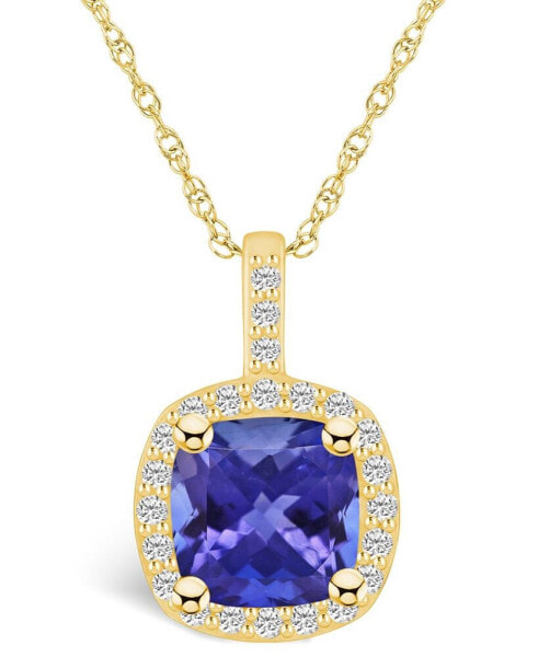 Tanzanite (2-1/3 Ct. t.w.) and Diamond (1/4 Ct. t.w.) Halo Pendant Necklace