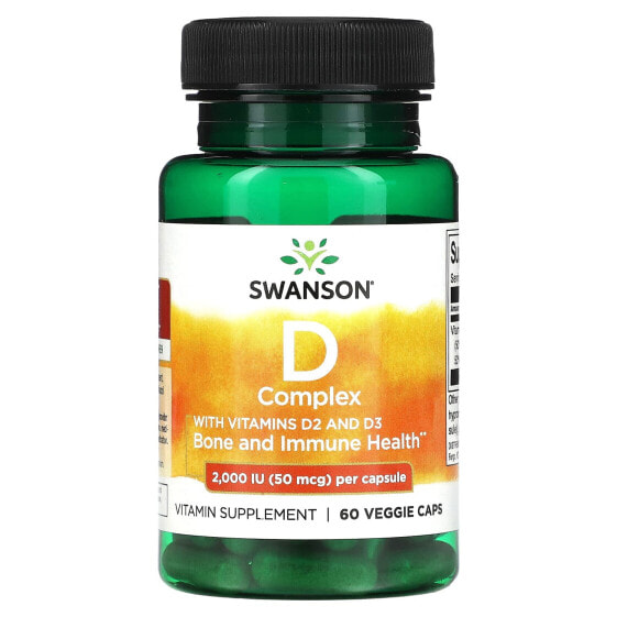Витамин D комплекс с витаминами D2 и D3, 2 000 МЕ (50 мкг), 60 капсул - Swanson