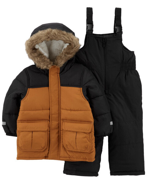 Toddler 2-Piece Faux Fur Hooded Snowsuit Set 3T