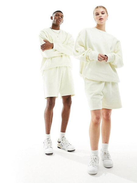 Weekday Unisex co-ord jersey shorts in pale yellow exclusive to ASOS