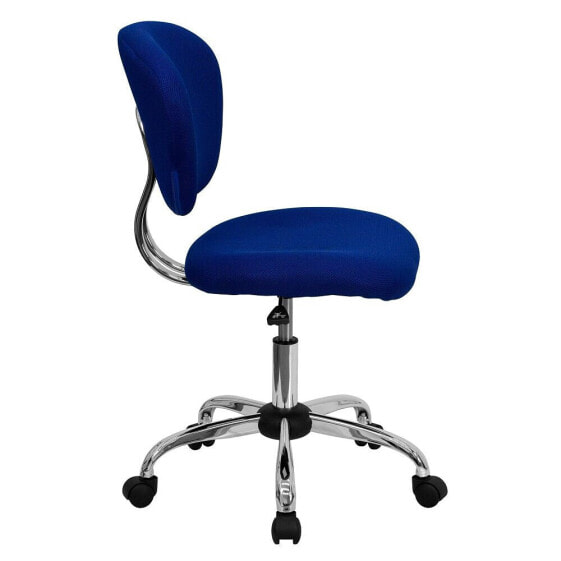 Mid-Back Blue Mesh Swivel Task Chair With Chrome Base