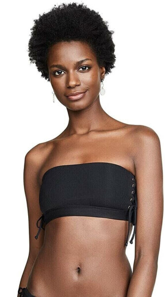 L*Space 186868 Womens Crystal Bandeau Top Swimwear Black Size Small