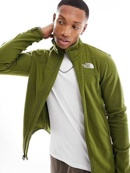 The North Face Glacier zip logo fleece in olive