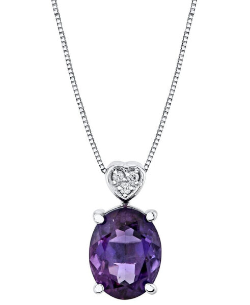 Amethyst (1-3/4 ct. t.w.) & Diamond Accent Oval 18" Pendant Necklace in 10k White Gold