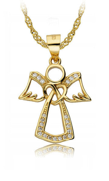 Timeless gold-plated Angel pendant with zircons SVLP0752XH2GO00