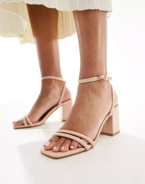 Truffle Collection wide fit block heel sandal in beige