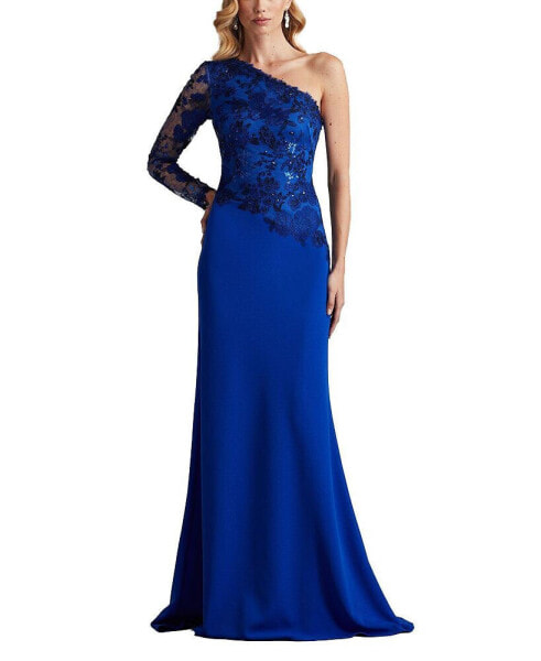 Women's Abner One Shoulder Embroidered Bodice Gown