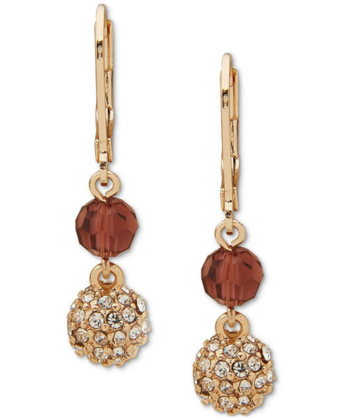 Gold-Tone Bead & Pavé Fireball Drop Earrings