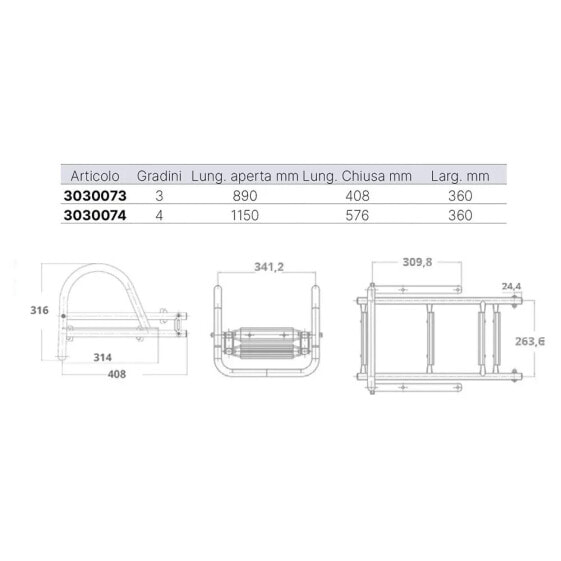 OEM MARINE 4 Steps Folding Ladder