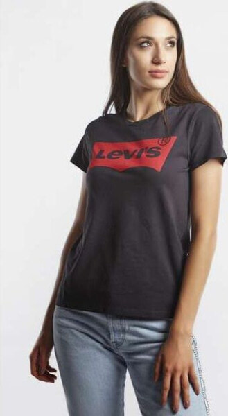 Levi`s THE PERFECT GRAPHIC TEE 0201 LARGE BATWING BLACK - S - damskie - czarny