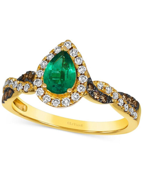 Кольцо Le Vian Emeralds & Diamond Pear Halo