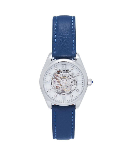 Women Magnolia Leather Watch - Blue/Silver, 37mm