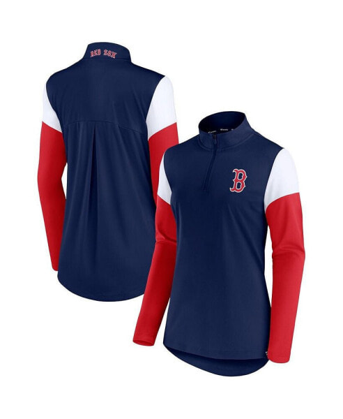 Women's Navy and Red Boston Red Sox Authentic Fleece Quarter-Zip Jacket