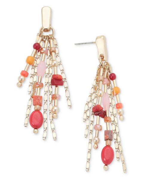 Gold-Tone Mixed Bead Fringe Chandelier Earrings, Created for Macy's