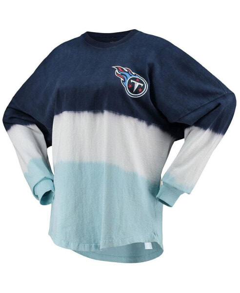 Women's Navy, Light Blue Tennessee Titans Ombre Long Sleeve T-shirt