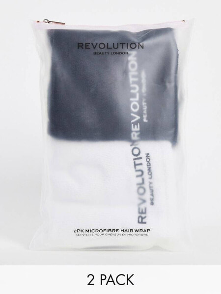 Revolution Hair 2pk Microfibre Hair Towel Wrap Black/White