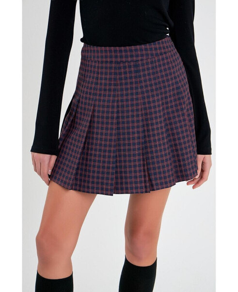 Women's Pleated Check Skort