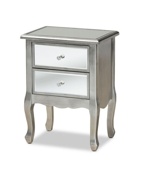 Furniture Catrina Modern Victorian Mirrored Nightstand