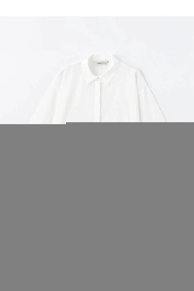 LCWAIKIKI Classic Gömlek Yaka Kendinden Desenli Kadın Bluz
