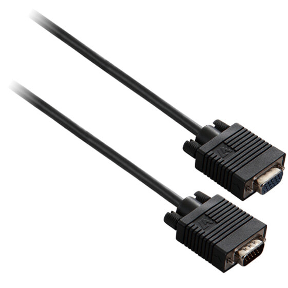 V7 Black Video Extension Cable VGA Female to VGA Male 3m 10ft - 3 m - VGA (D-Sub) - VGA (D-Sub) - Black - China - Male/Female