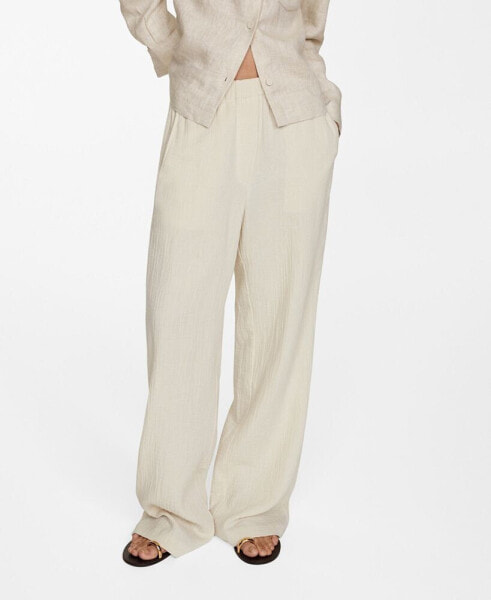 Women's Cotton Wide Leg Trousers