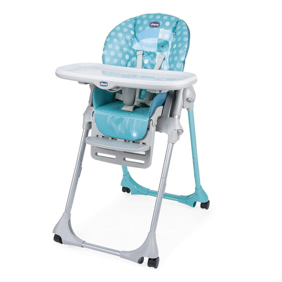 Chicco Polly Easy 00079565670000 Children's High Chair and Baby Rocker with Adjustable Height and Footrest, 4 Wheels, Compact Closing from 6 Months to 3 Years Crocodile, 15 kg, 00079565670000, Pack of