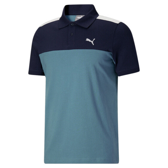 Puma Essential Block Short Sleeve Polo Shirt Mens Blue Casual 67910848