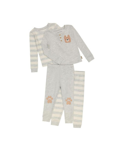 Infant Boys 4-Piece Mix n Match Long Sleeve Top and Jogger Pants Waffle Pajama Set