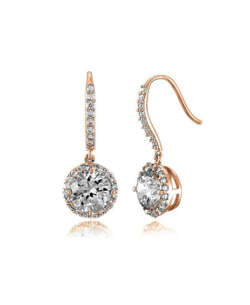 Sterling Silver Cubic Zirconia Dangle Hook Earrings